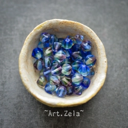 Bicônes bleu jaune pâle violet 6mm X30 Perles Verre Tchèque