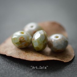 Rondelles vert pâle 9x6mm X8 Perles Verre Tchèque Premium Lustré