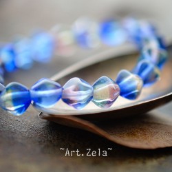 Bicônes bleu jaune pâle violet 6mm X30 Perles Verre Tchèque