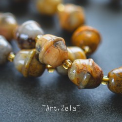 Perles forme grelot 11x10mm X2 Perles gemmes Agate Crazy Lace