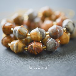 Perles forme grelot 11x10mm X2 Perles gemmes Agate Crazy Lace