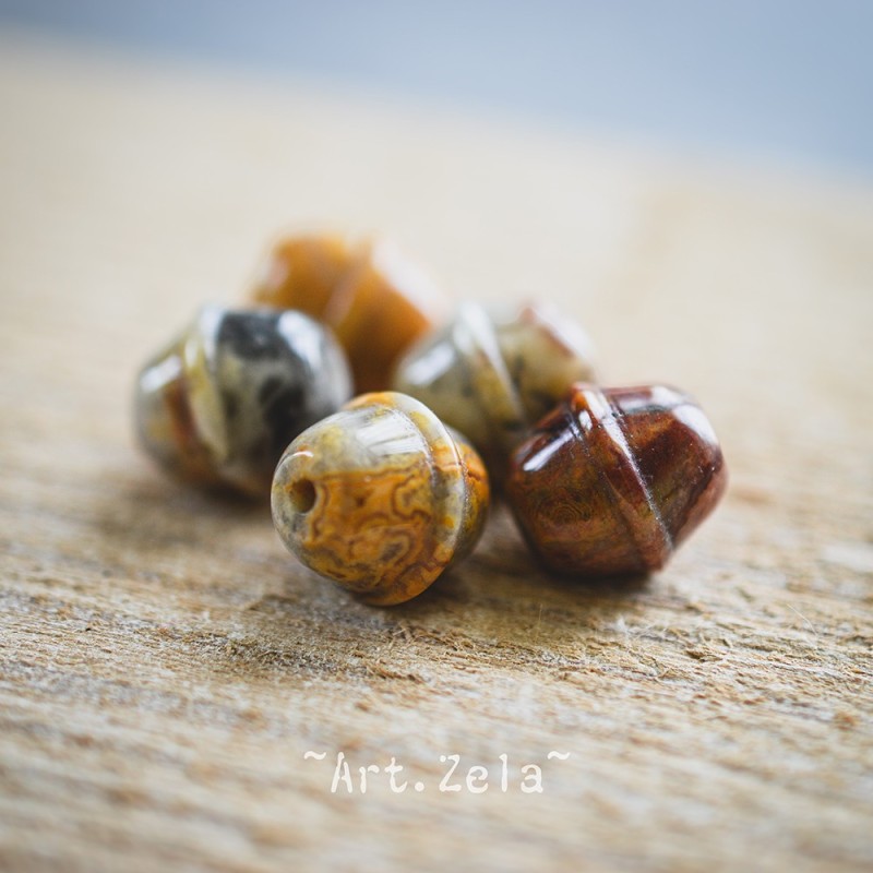 Perles forme grelot 11x10mm X2 Perles gemmes Agate Crazy Lace