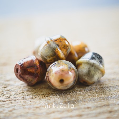 Perles forme grelot 11x10mm X2 Perles gemmes Agate Crazy Lace