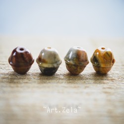 Perles forme grelot 11x10mm X2 Perles gemmes Agate Crazy Lace