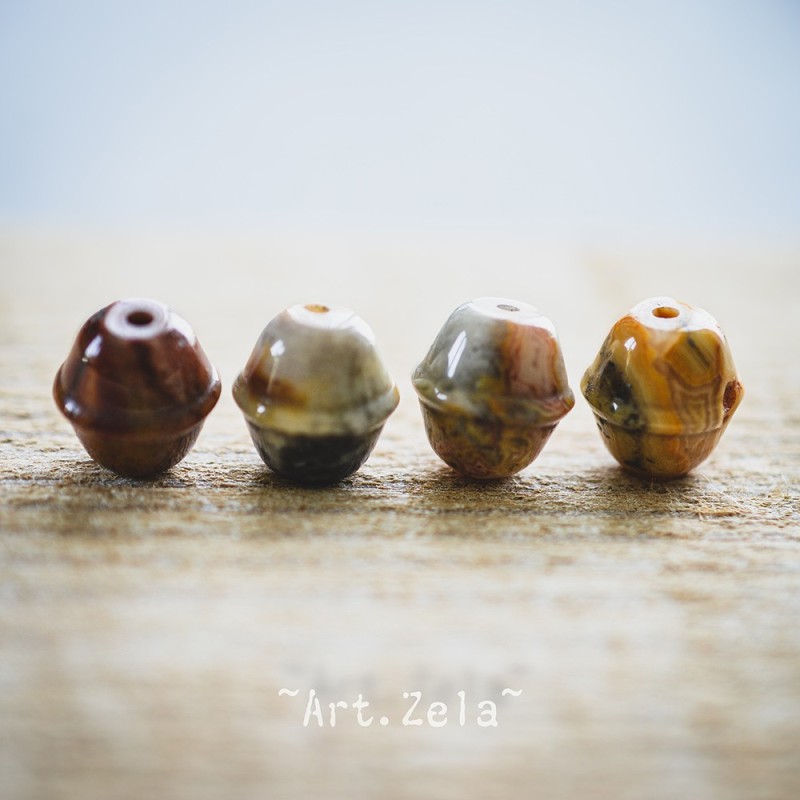 Perles forme grelot 11x10mm X2 Perles gemmes Agate Crazy Lace