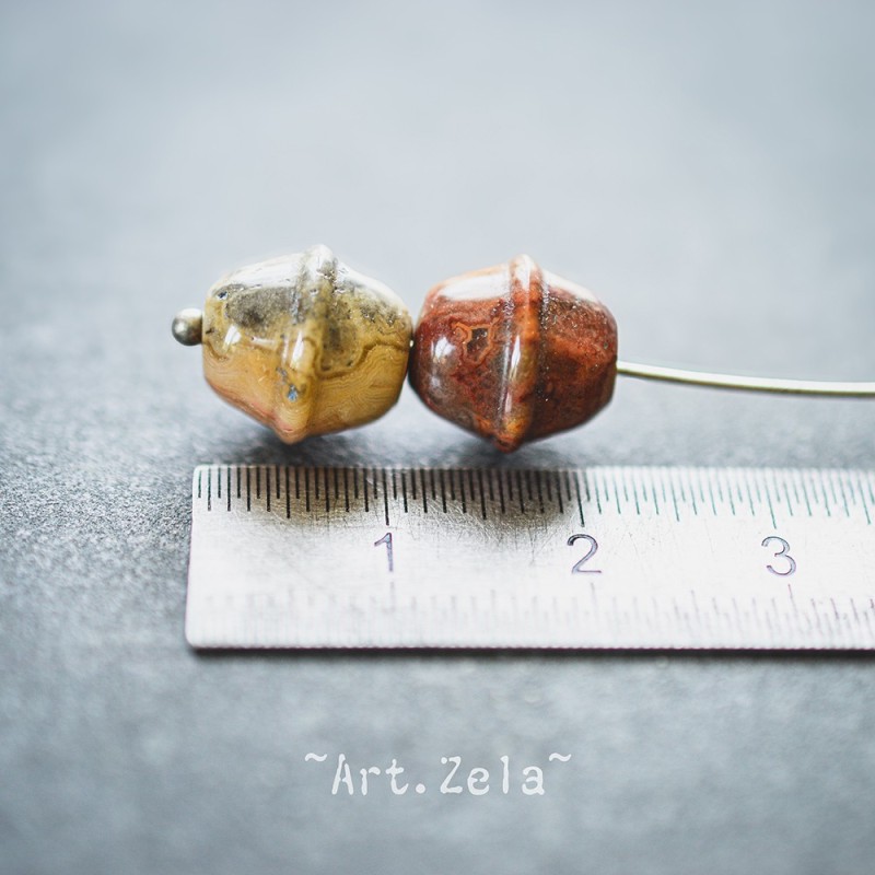 Perles agates forme grelot 11x10mm X2 Perles gemmes Agate Crazy Lace