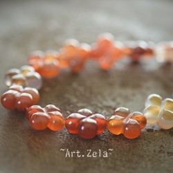 Fleur trèfle 13 mm  X1 Perle gemme Cornaline naturelle