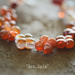 Fleur trèfle 13 mm  X1 Perle gemme Cornaline naturelle