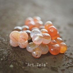 Fleur trèfle 13 mm  X1 Perle gemme Cornaline naturelle