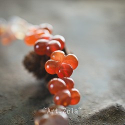 Fleur trèfle 13 mm  X1 Perle gemme Cornaline naturelle