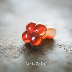 Fleur trèfle 13 mm  X1 Perle gemme Cornaline naturelle