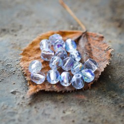 Perles facettes bleuet irisé 4mm X46 Perles verre tchèque