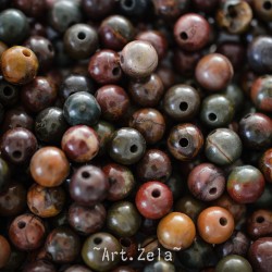 Perles rondes Jaspe polychrome Picasso naturel 6mm X30 Perles gemmes