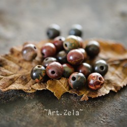 Perles rondes Jaspe polychrome Picasso naturel 6mm X30 Perles gemmes