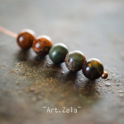 Perles rondes Jaspe polychrome Picasso naturel 6mm X30 Perles gemmes