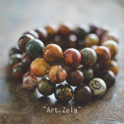 Perles Jaspe polychrome Picasso naturel 8mm X25 Perles gemmes