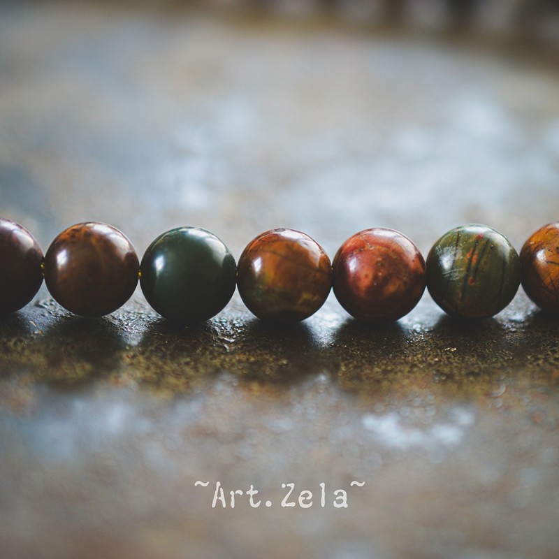 Perles Jaspe polychrome Picasso naturel 8mm X25 Perles gemmes