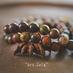 Perles Jaspe polychrome Picasso naturel 8mm X25 Perles gemmes