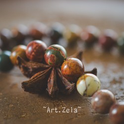 Perles Jaspe polychrome Picasso naturel 8mm X25 Perles gemmes
