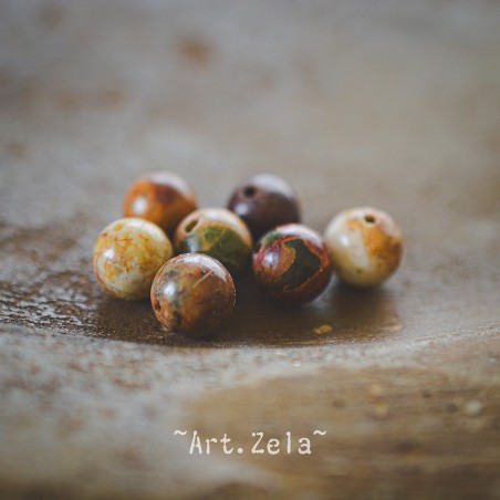 Perles Jaspe polychrome Picasso naturel 8mm X25 Perles gemmes
