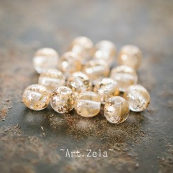 Perles rondes transparentes cristal doré 6mm X20 Perles verre tchèque