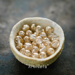Perles rondes transparentes cristal doré 6mm X20 Perles verre tchèque