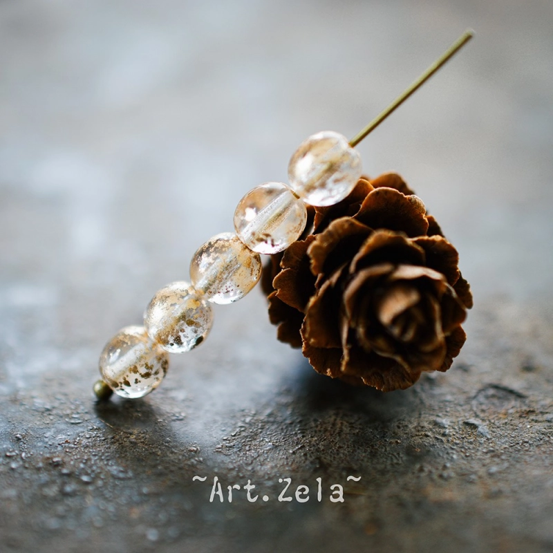Perles rondes transparentes cristal doré 6mm X20 Perles verre tchèque