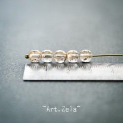 Perles rondes transparentes cristal doré 6mm X20 Perles verre tchèque
