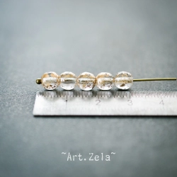 Perles rondes transparentes cristal doré 6mm X20 Perles verre tchèque