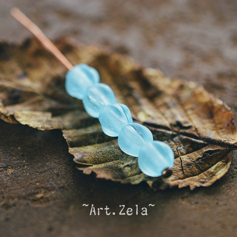 Melons bleu Pacifique 6mm X15 Perles verre tchèque mat dépoli