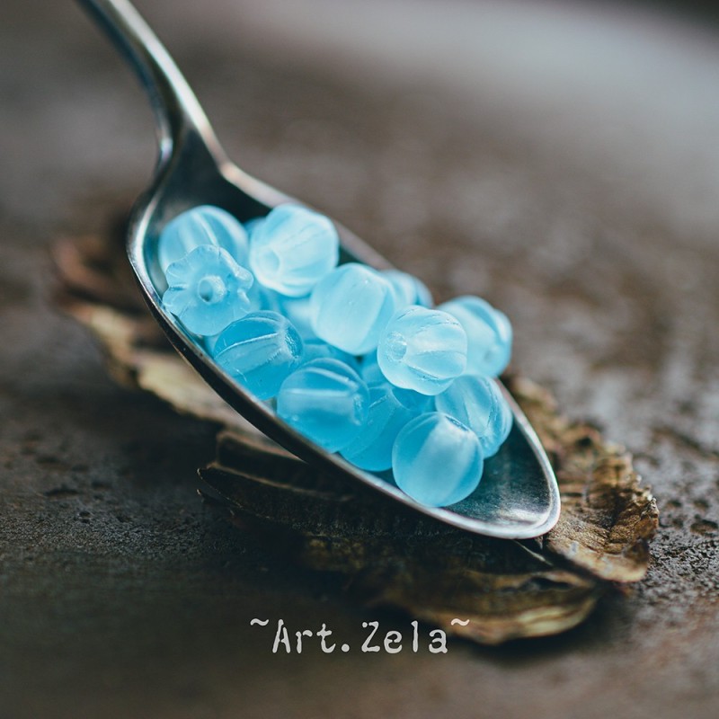 Melons bleu Pacifique 6mm X15 Perles verre tchèque mat dépoli