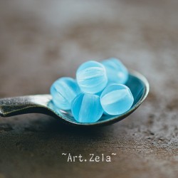 Melons bleu Pacifique 6mm X15 Perles verre tchèque mat dépoli