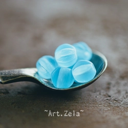 Melons bleu Pacifique 6mm X15 Perles verre tchèque mat dépoli