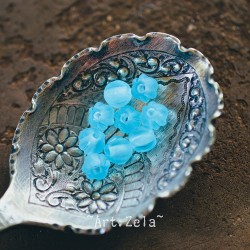 Melons bleu Pacifique 6mm X15 Perles verre tchèque mat dépoli