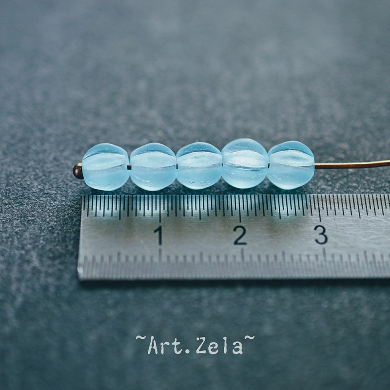 Melons bleu Pacifique 6mm X15 Perles verre tchèque mat dépoli