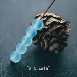 Melons bleu Pacifique 6mm X15 Perles verre tchèque mat dépoli
