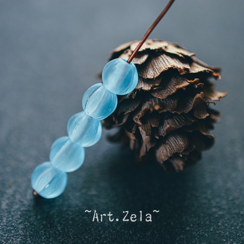 Melons bleu Pacifique 6mm X15 Perles verre tchèque mat dépoli