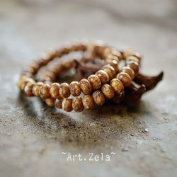 Mini rondelles Picasso ocre 5x3mm X30 Perles verre tchèque facetté