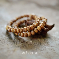 Mini rondelles Picasso ocre 5x3mm X30 Perles verre tchèque facetté