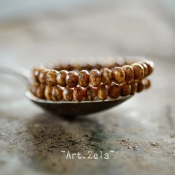 Mini rondelles Picasso ocre 5x3mm X30 Perles verre tchèque facetté