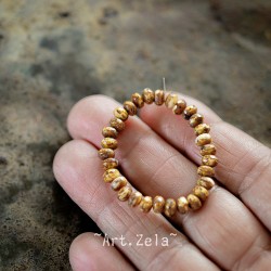 Mini rondelles Picasso ocre 5x3mm X30 Perles verre tchèque facetté
