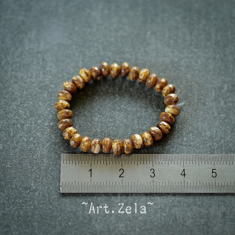 Mini rondelles Picasso ocre 5x3mm X30 Perles verre tchèque facetté