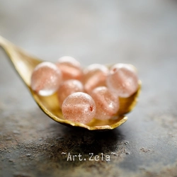 Perles rondes saumon pâle cuivré 8mm X15 Perles verre tchèque texturé