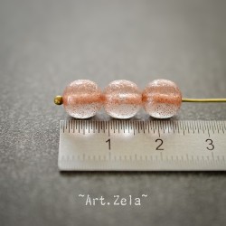 Perles rondes saumon pâle cuivré 8mm X15 Perles verre tchèque texturé