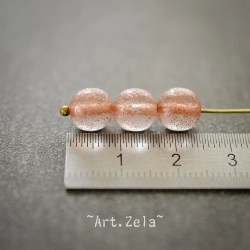 Perles rondes saumon pâle cuivré 8mm X15 Perles verre tchèque texturé