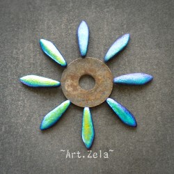 Daggers bleu violet noir AB 16x5mm X15 Perles verre tchèque texturé
