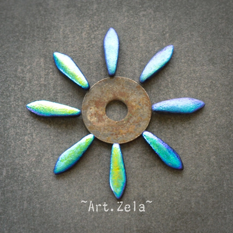Daggers bleu violet noir AB 16x5mm X15 Perles verre tchèque texturé