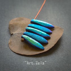 Daggers bleu violet noir AB 16x5mm X15 Perles verre tchèque texturé