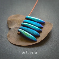 Daggers bleu violet noir AB 16x5mm X15 Perles verre tchèque texturé